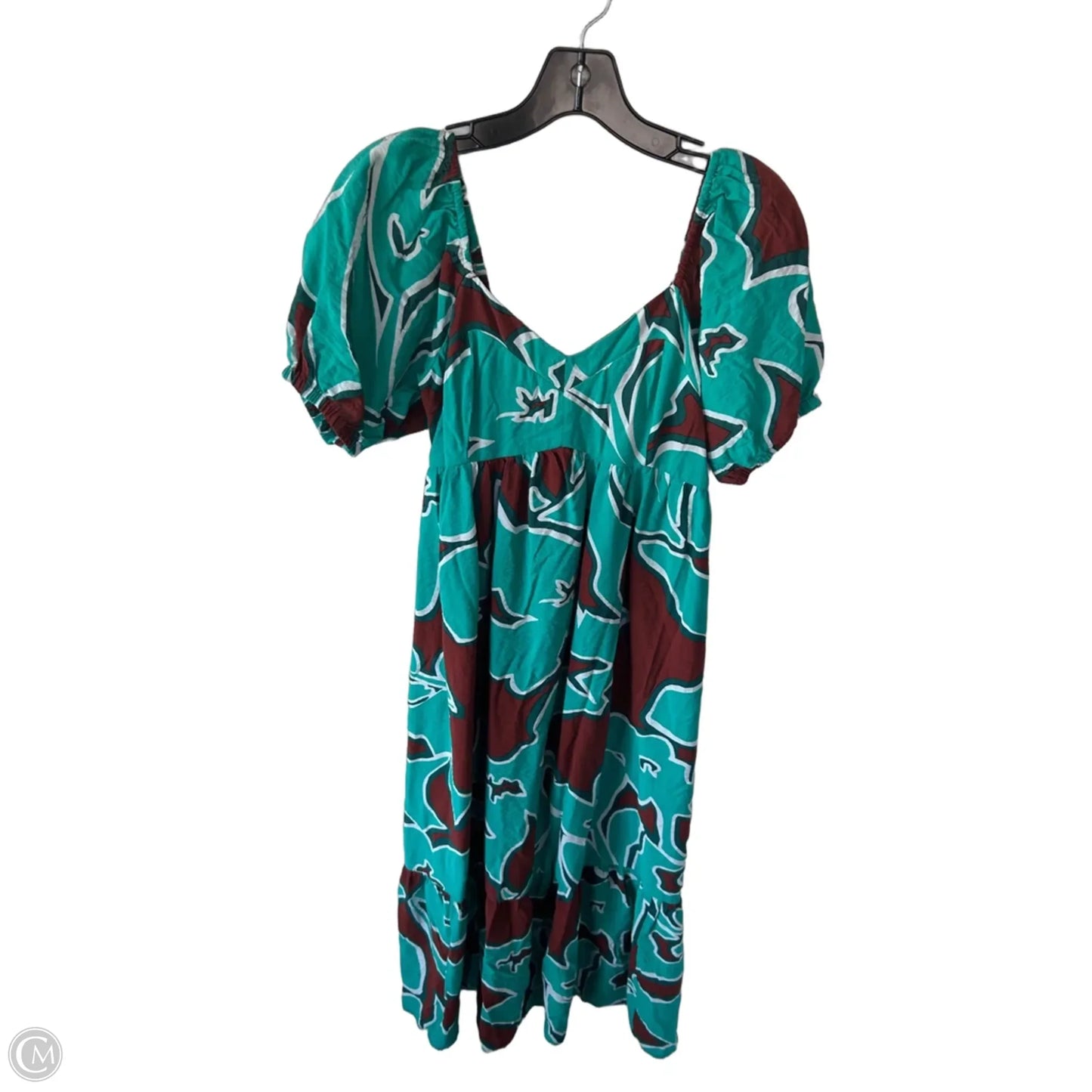 Dress Casual Midi By Nine West In Green & Red, Size: S