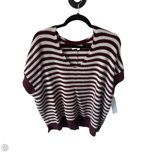 Vest Sweater By Loft In Red & White, Size: L