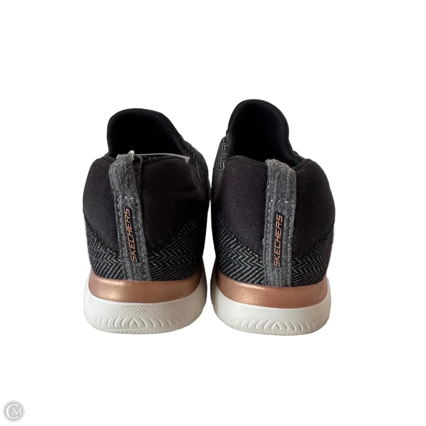 Shoes Athletic By Skechers In Black & Gold, Size: 8