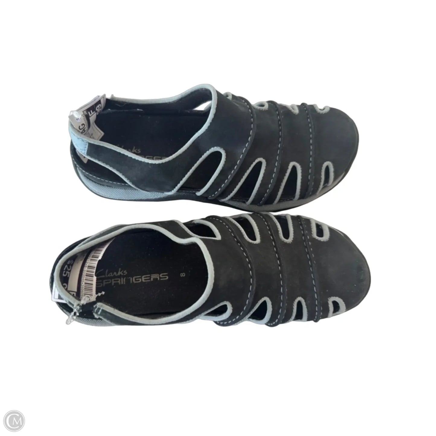 Sandals Flats By Clarks In Black & Grey, Size: 8