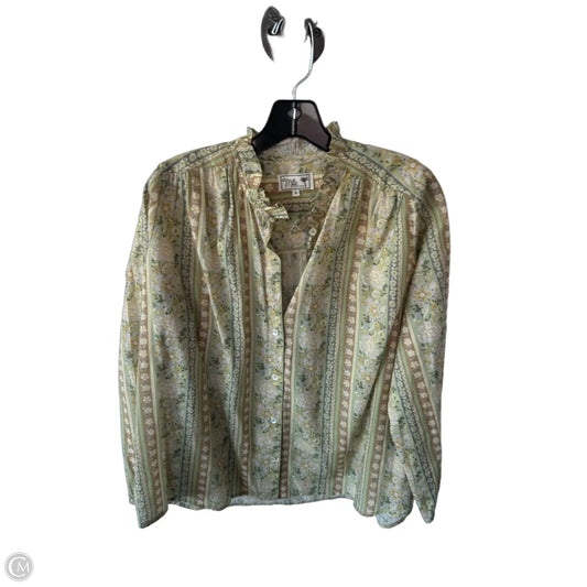 Top Long Sleeve By Cmc In Green & Tan, Size: S