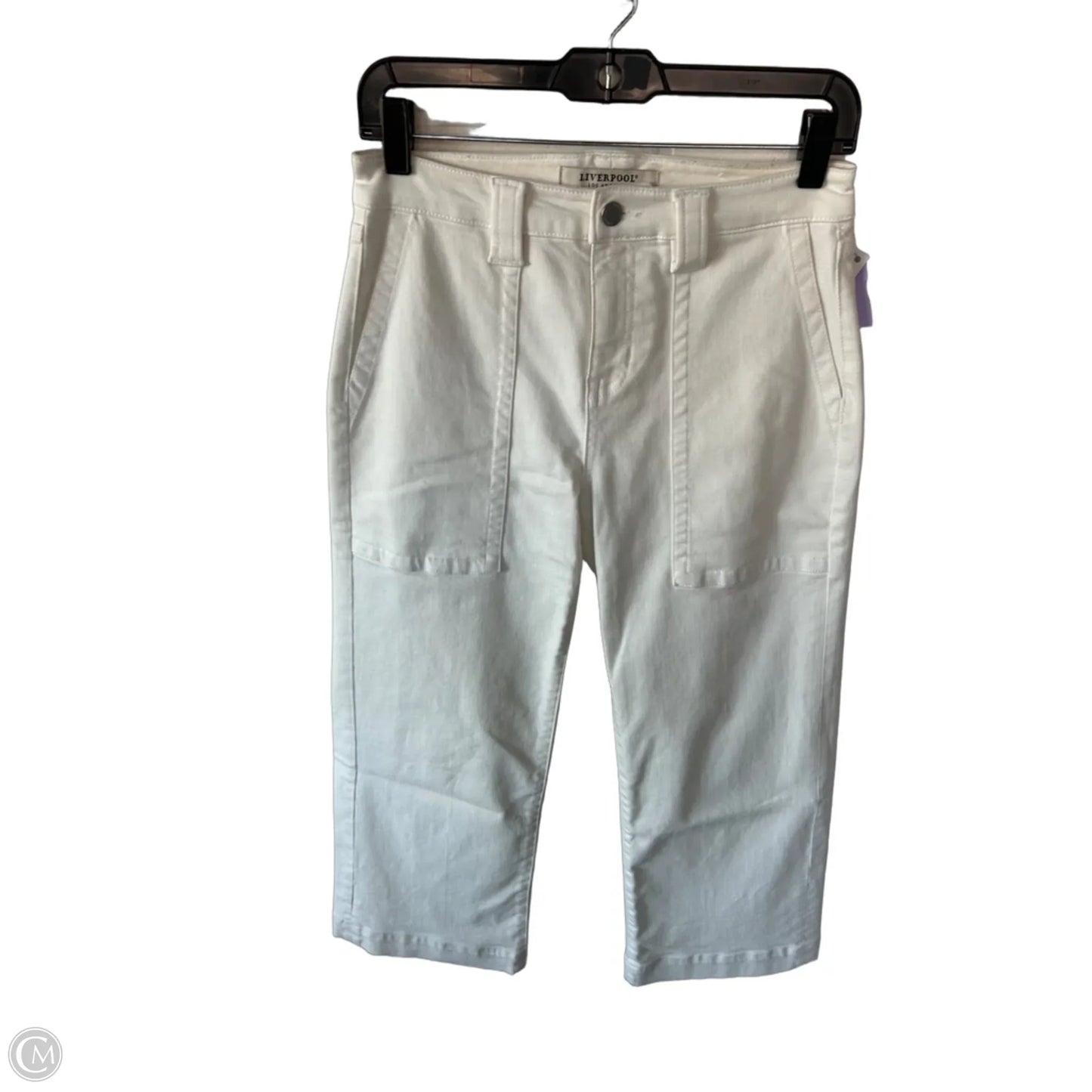Jeans Wide Leg By Liverpool In White Denim, Size: 0