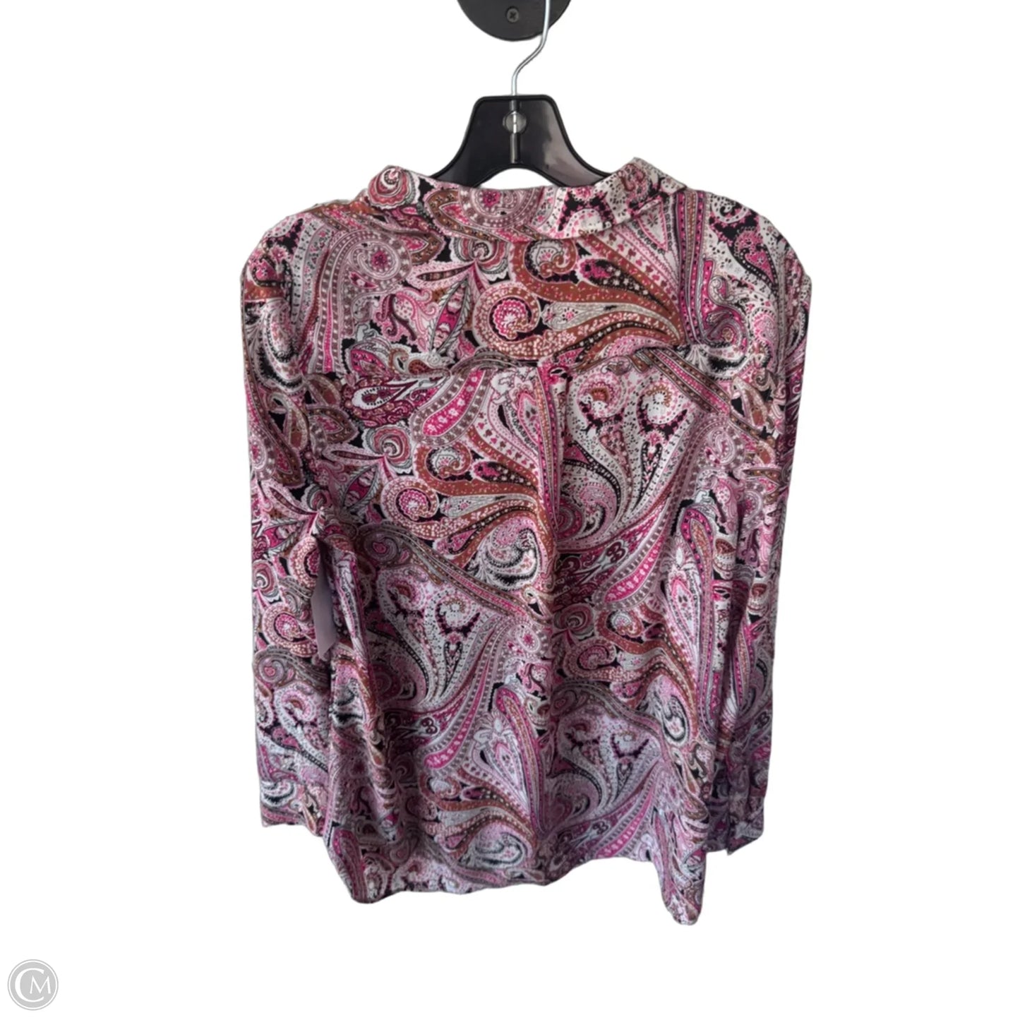 Top Long Sleeve By Talbots In Pink & White, Size: L