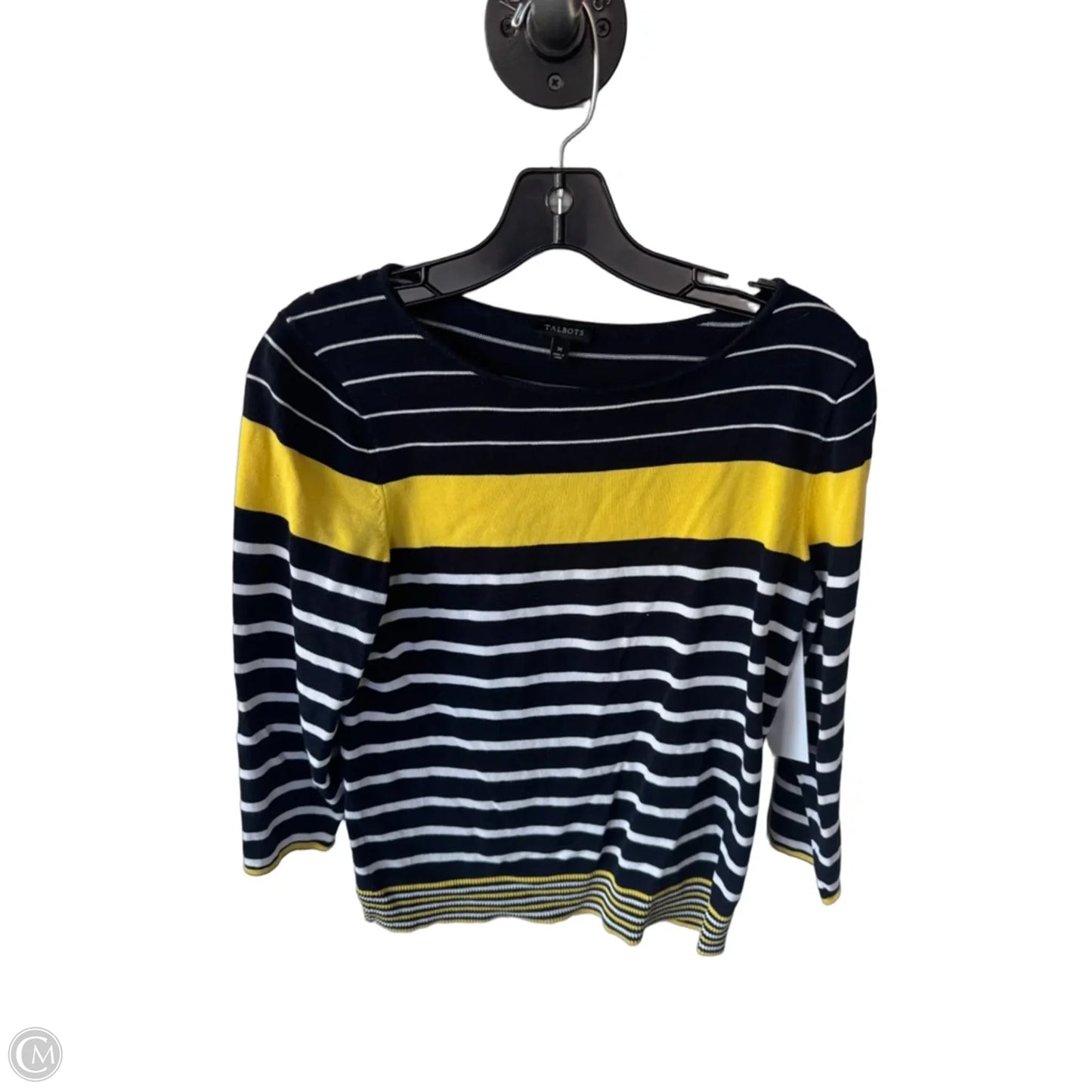 Sweater By Talbots In Blue & White, Size: M