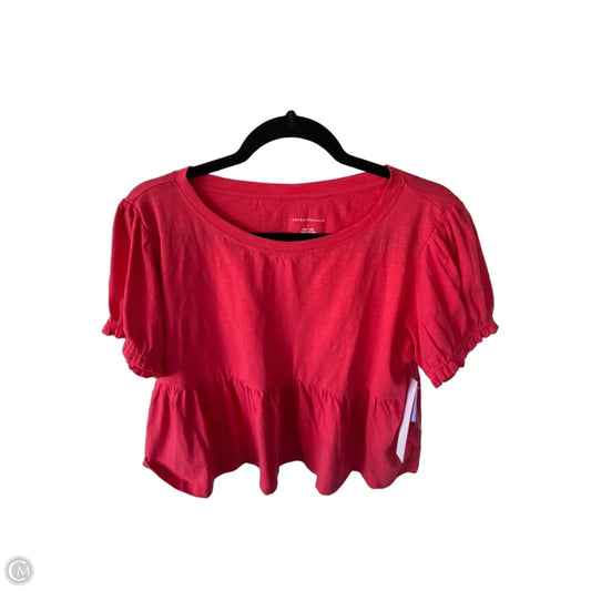 Top Short Sleeve Basic By Anthropologie In Orange, Size: S