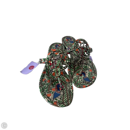 Sandals Designer By Tory Burch In Green & Orange, Size: 9.5