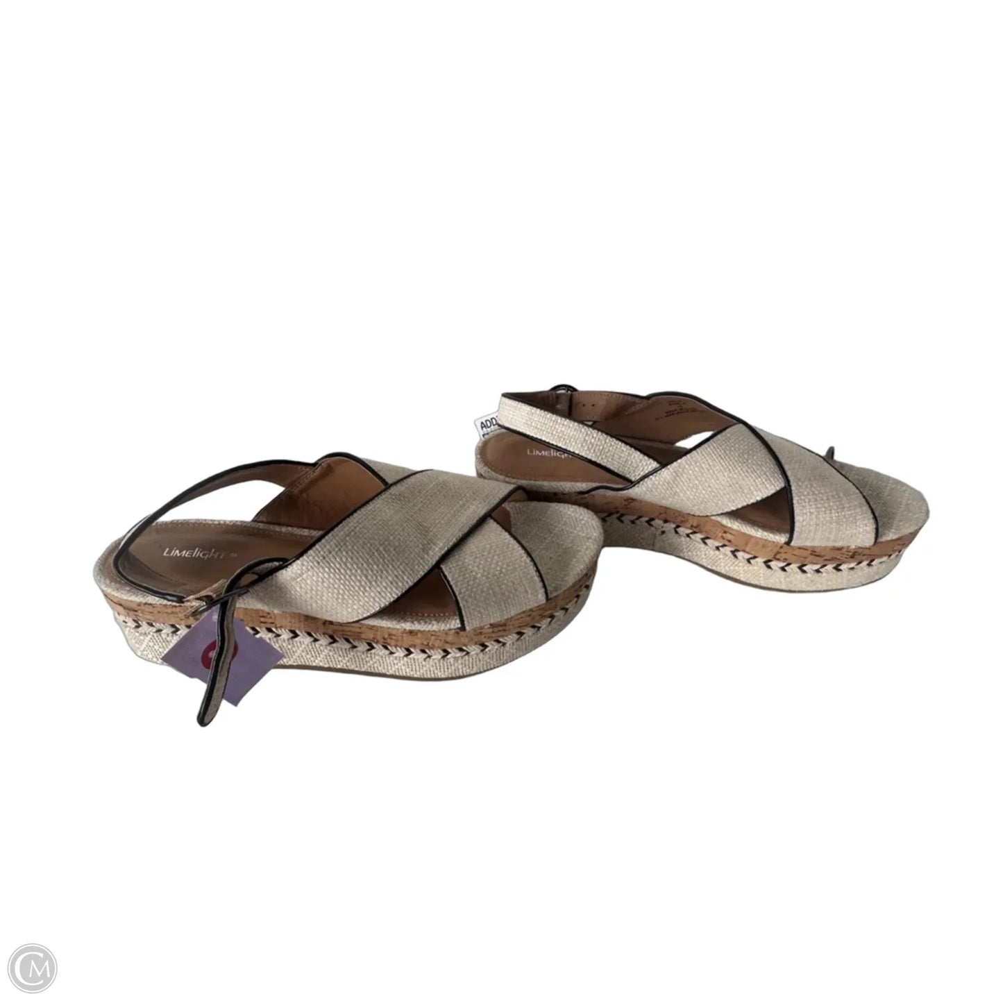 Sandals Heels Wedge By Limelight In Cream, Size: 10
