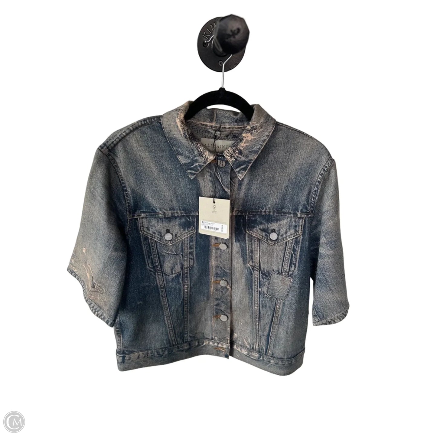 Top Short Sleeve Designer By All Saints In Blue, Size: S