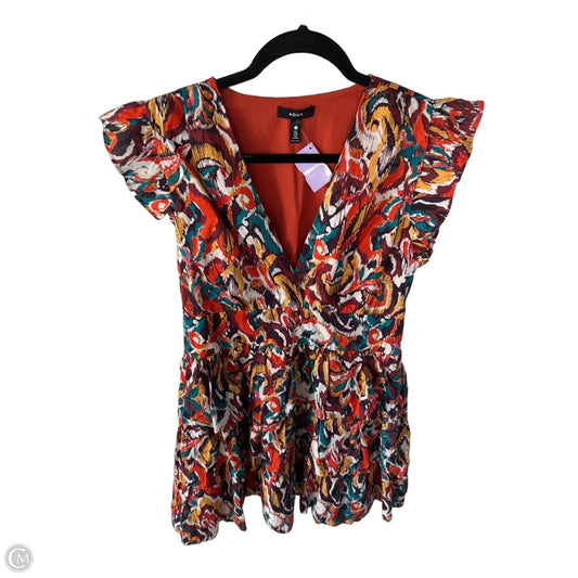 Dress Casual Short By Aqua In Orange & White, Size: L
