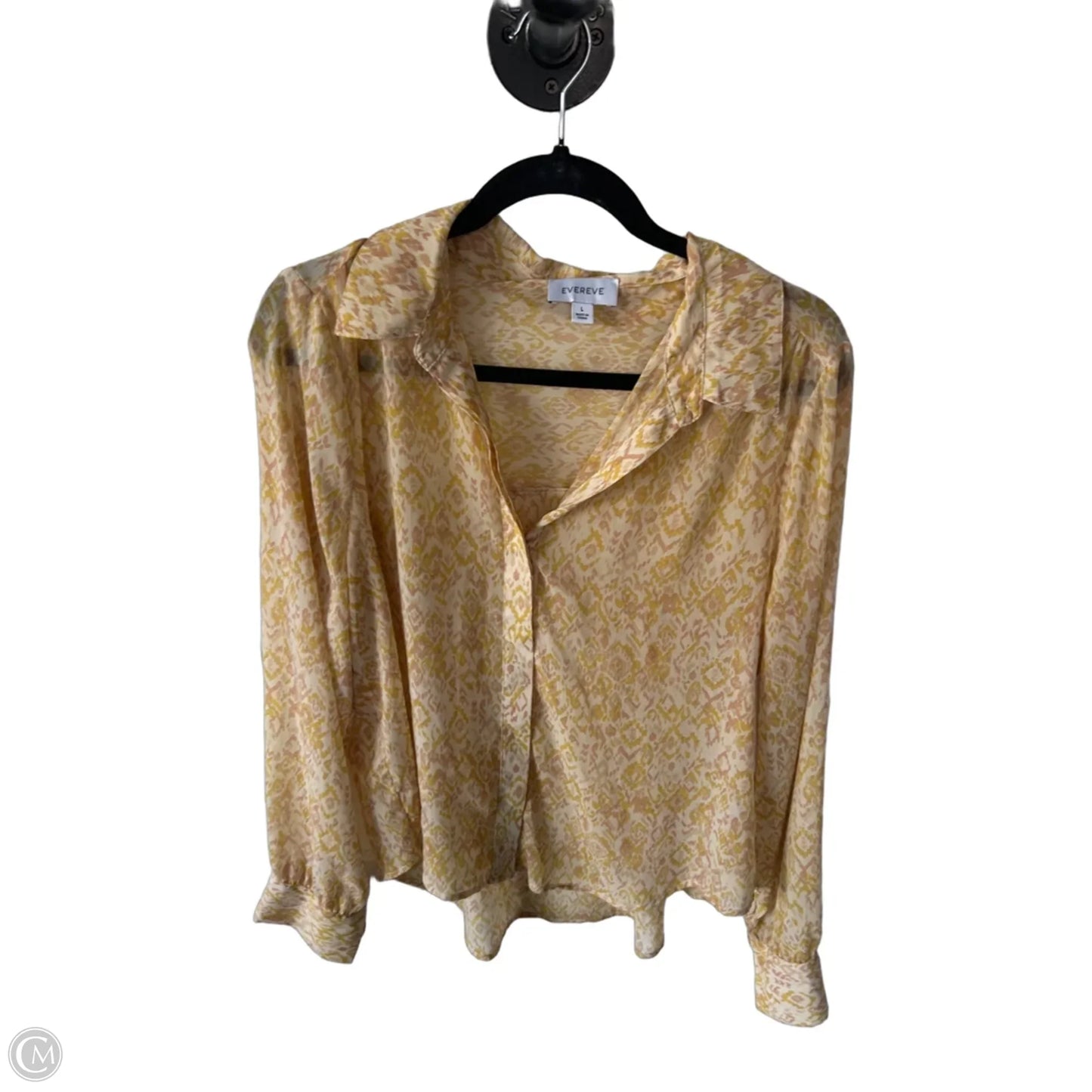 Top Long Sleeve By Evereve In Yellow, Size: L
