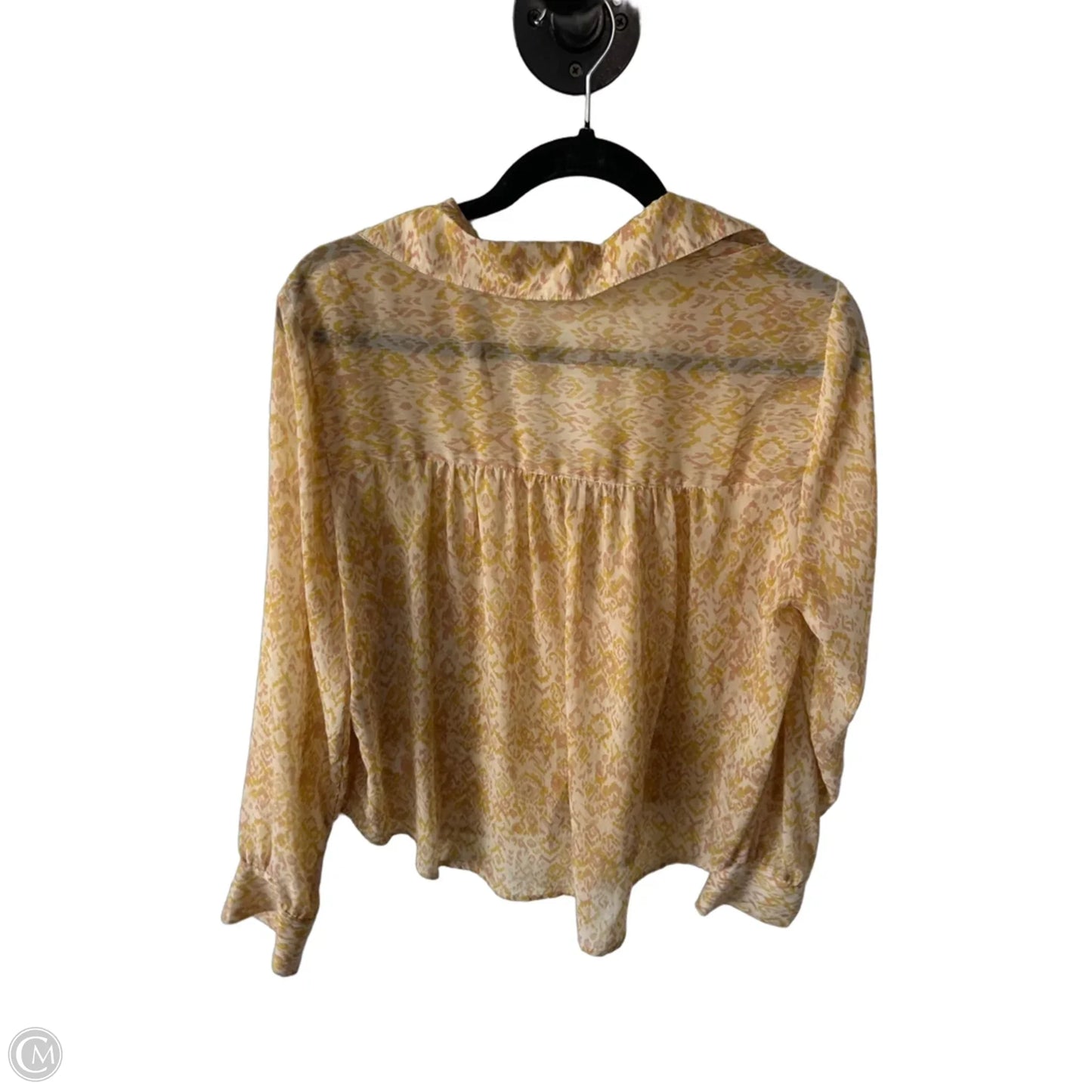 Top Long Sleeve By Evereve In Yellow, Size: L