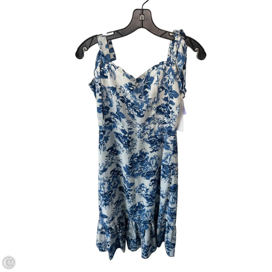 Dress Casual Midi By Aqua In Blue & White, Size: S