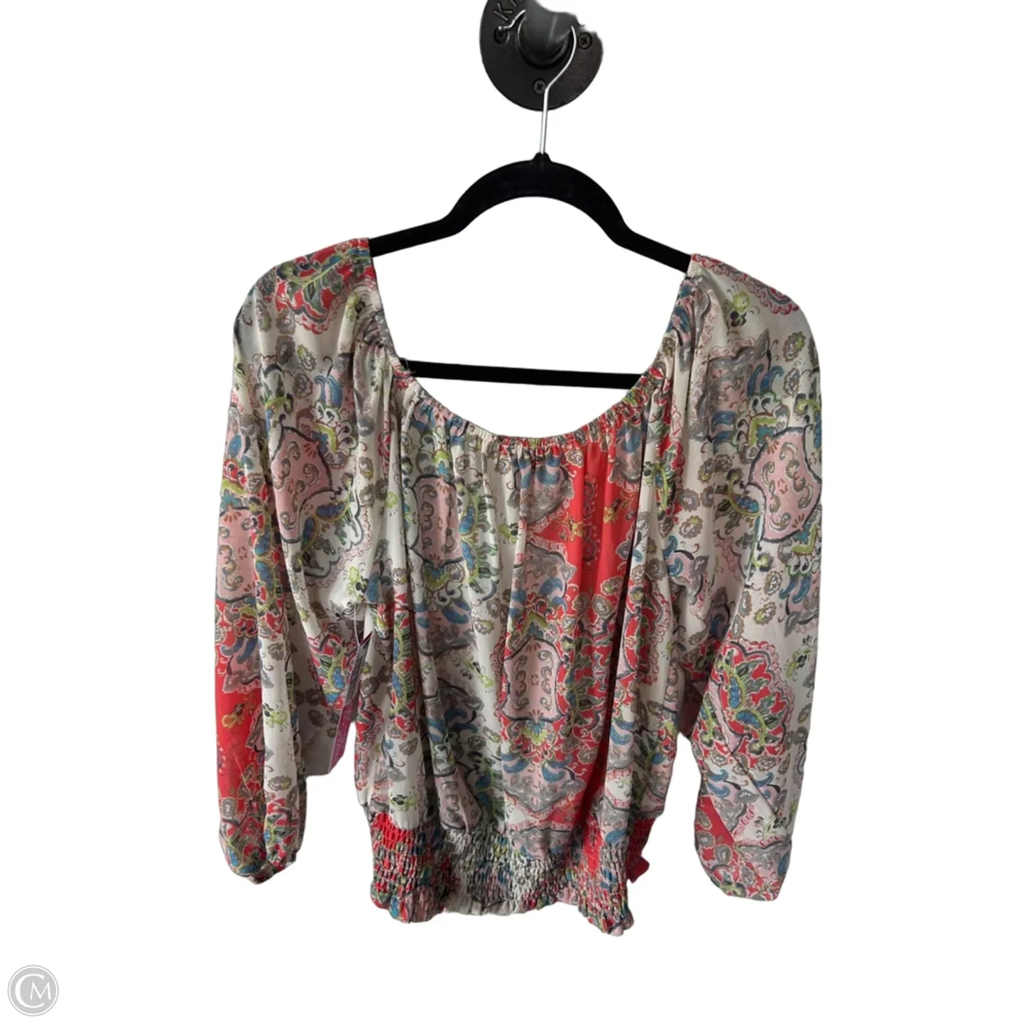 Top Long Sleeve By Gigio In Cream & Orange, Size: M