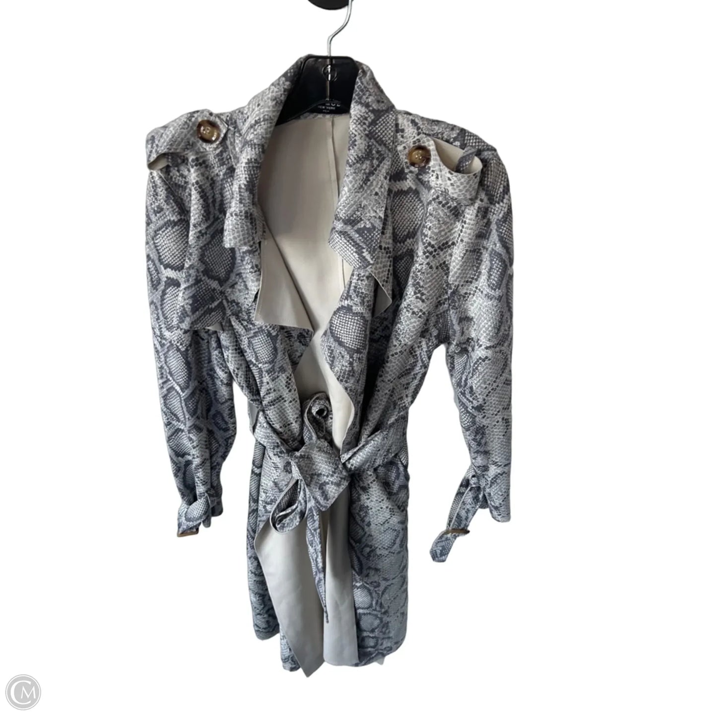 Coat Trench Coat By Clothes Mentor In Grey, Size: L