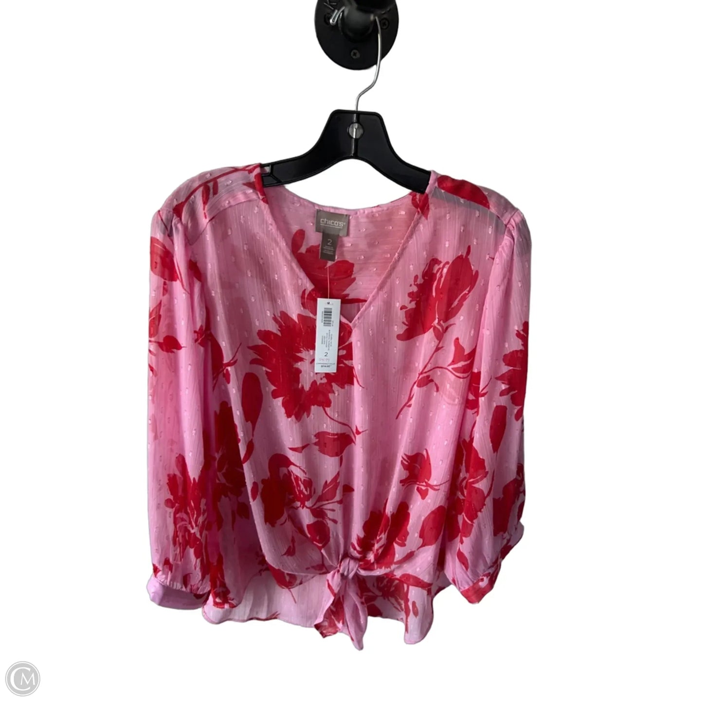 Top Long Sleeve By Chicos In Pink & Red, Size: L
