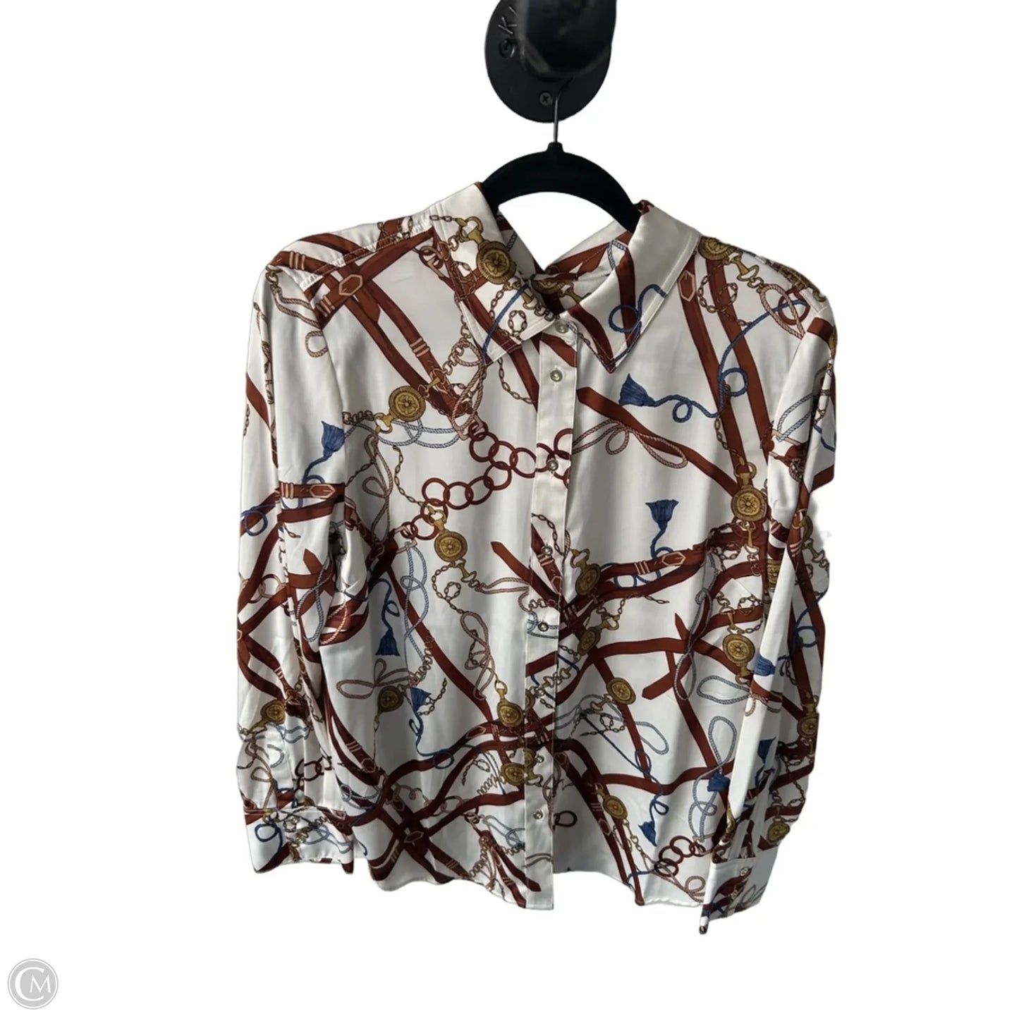 Top Long Sleeve By Talbots In Brown & Cream, Size: L