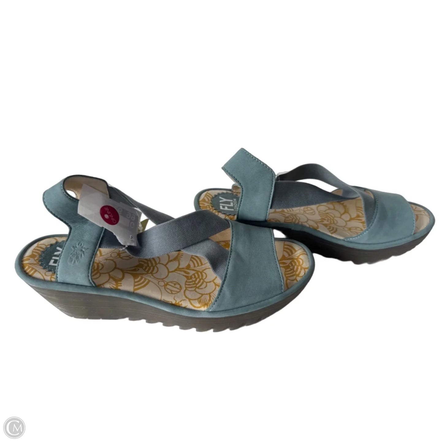 Sandals Heels Wedge By Fly London In Blue, Size: 8.5