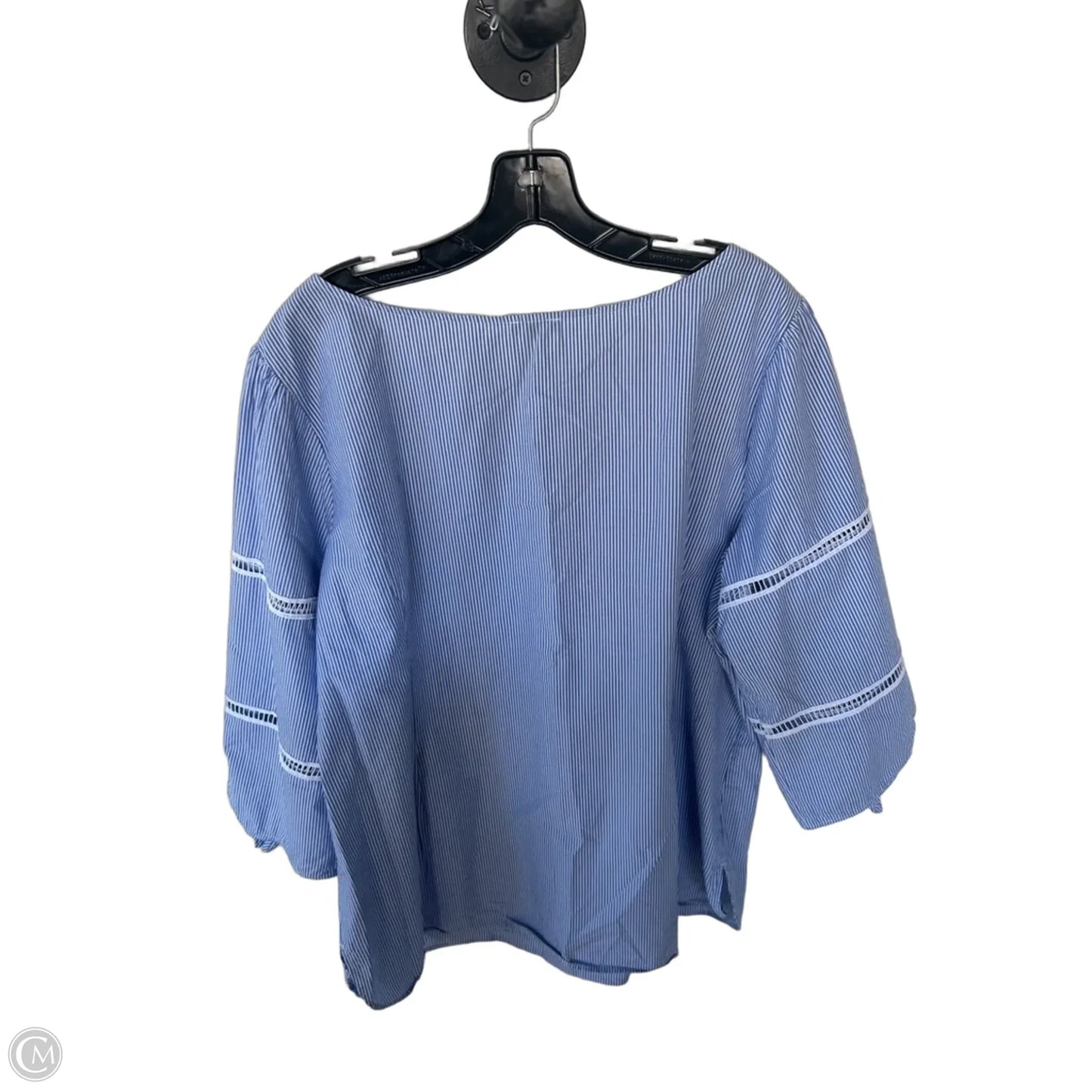 Top Long Sleeve By Talbots In Blue & White, Size: 2x