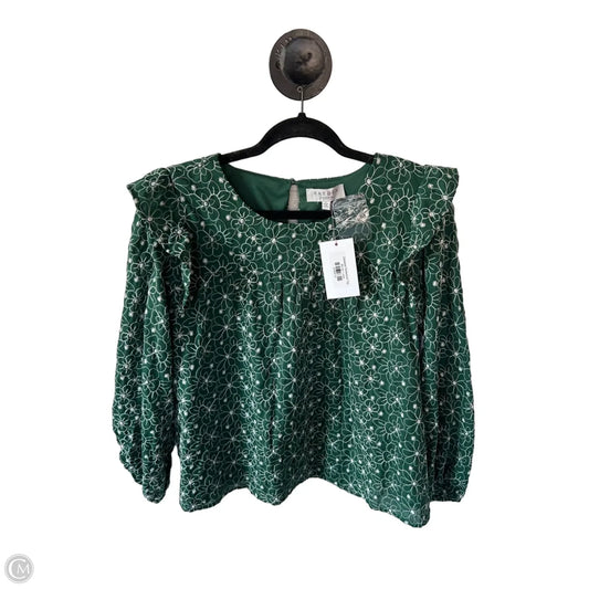 Top Long Sleeve By Hayden La In Green & White, Size: L