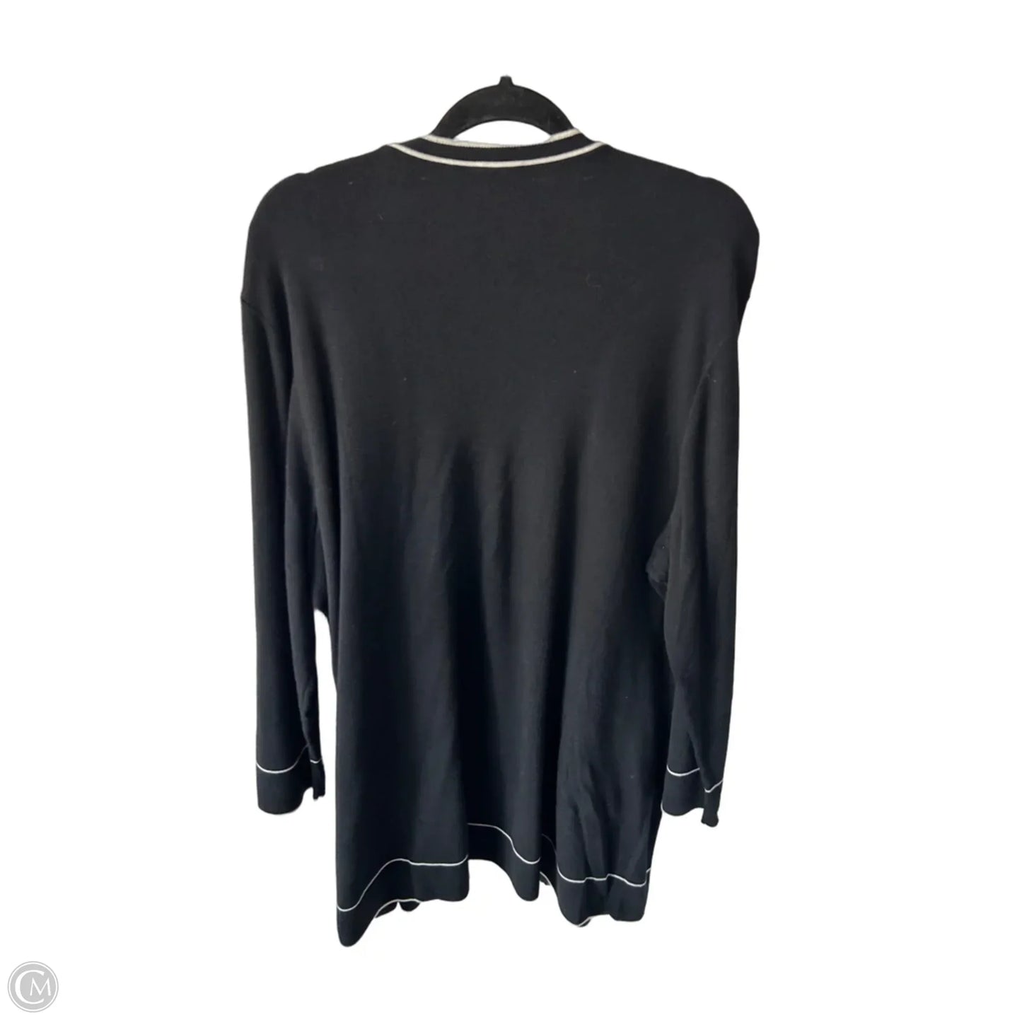Sweater Cardigan By Talbots In Black & Cream, Size: 3x