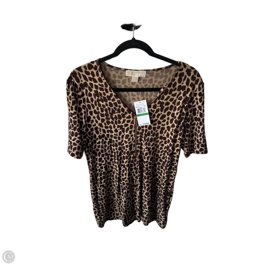 Top Short Sleeve By Michael By Michael Kors In Brown & Tan, Size: L