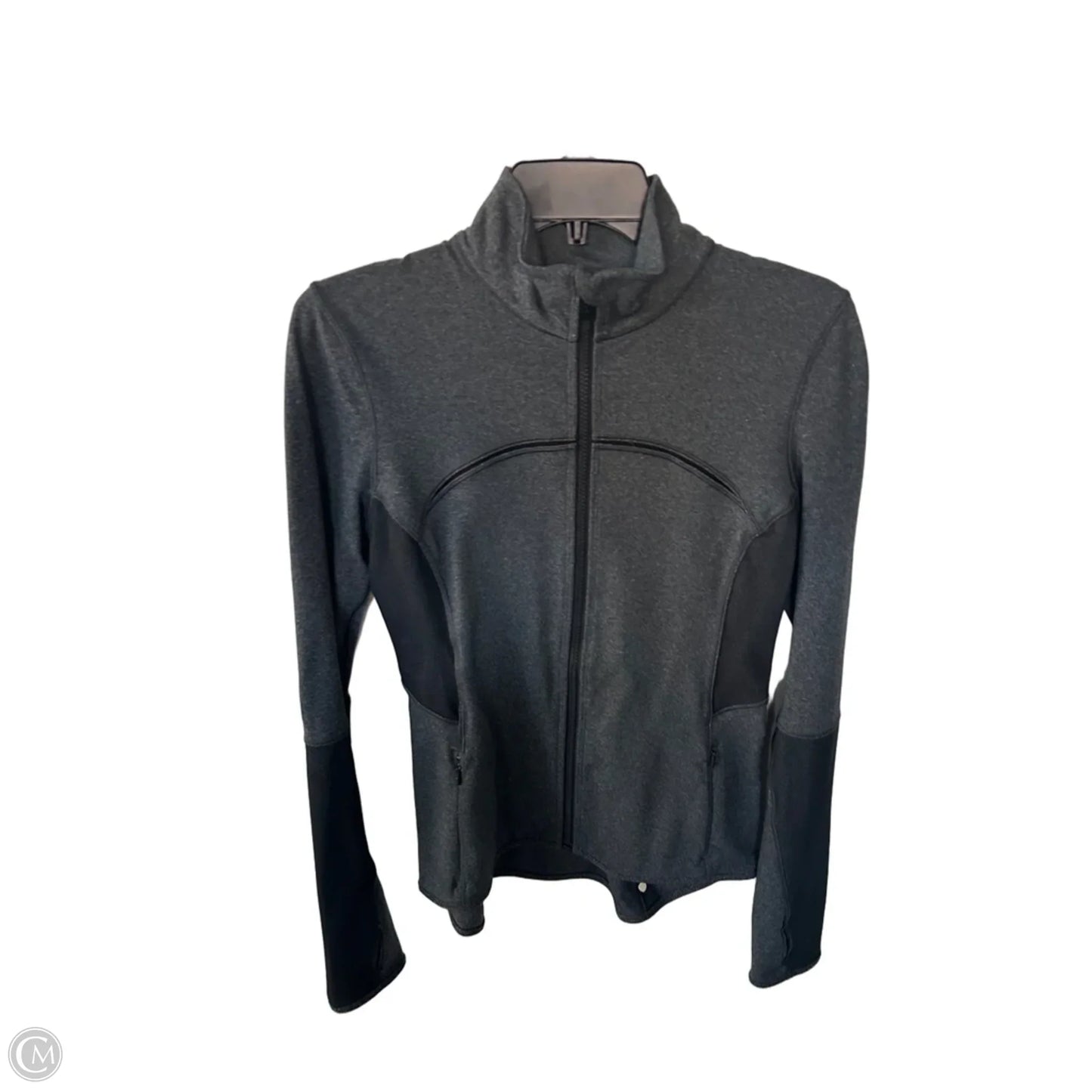 Athletic Jacket By Lululemon In Black & Grey, Size: M