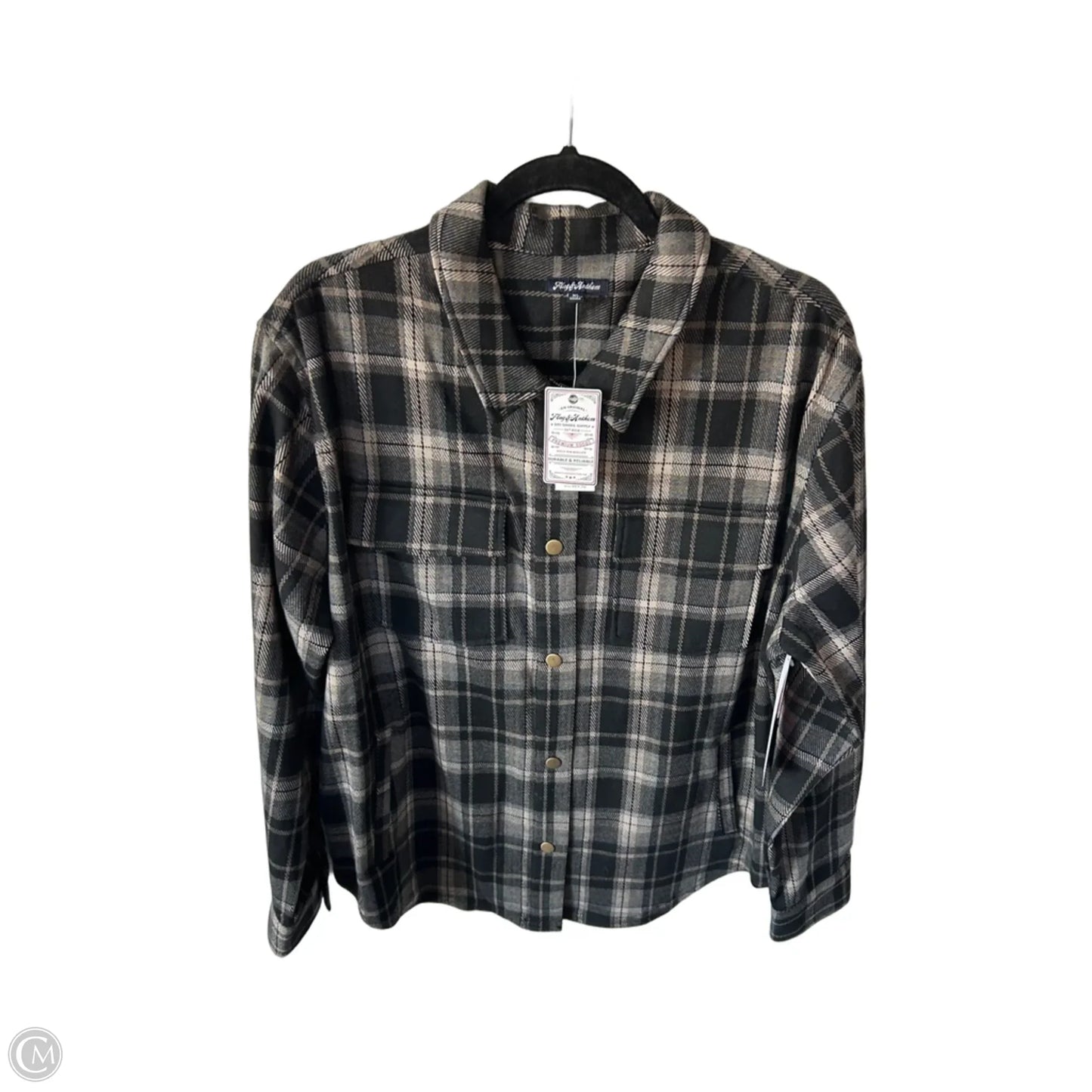 Jacket Shirt By Clothes Mentor In Black & Cream, Size: Xl