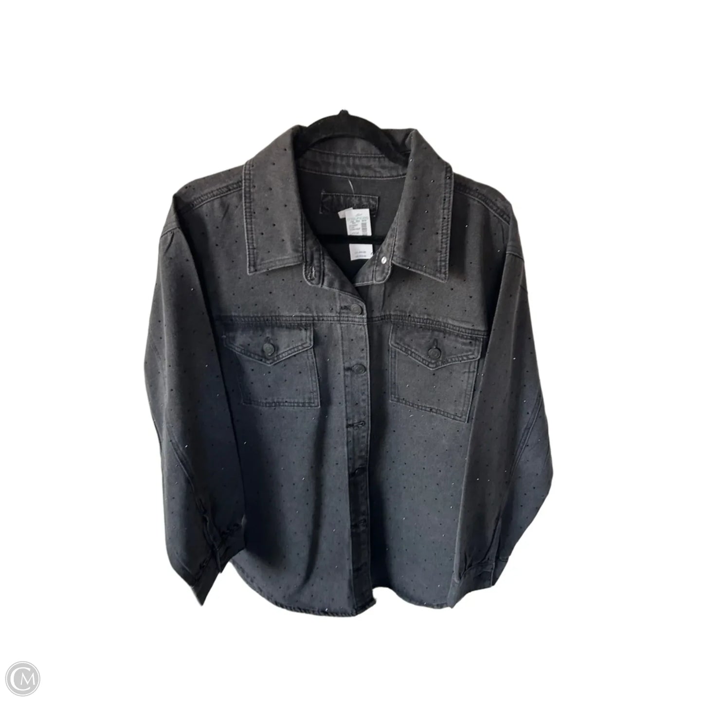 Jacket Shirt By Maurices In Black & Grey, Size: L