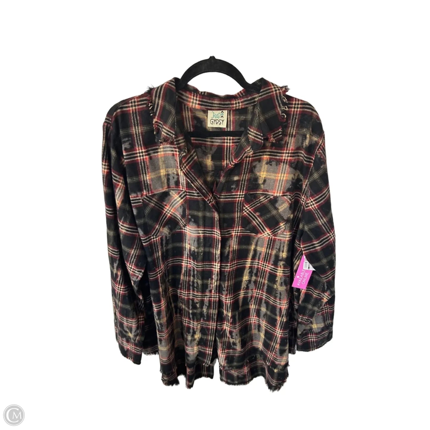 Tunic Long Sleeve By Clothes Mentor In Black & Red, Size: L