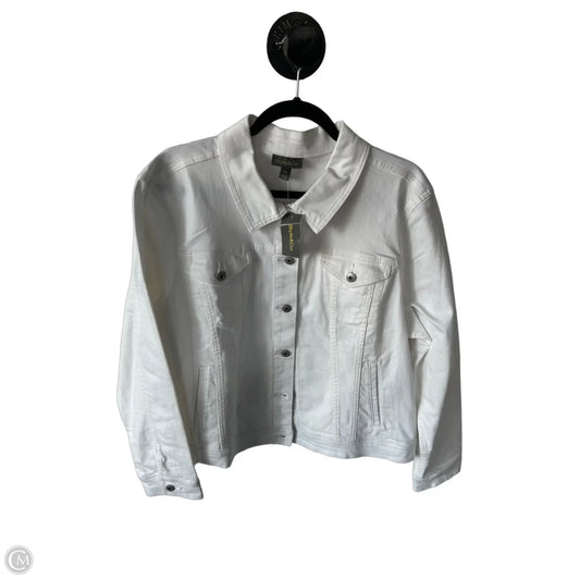 Jacket Denim By Style And Company In White Denim, Size: Xxl