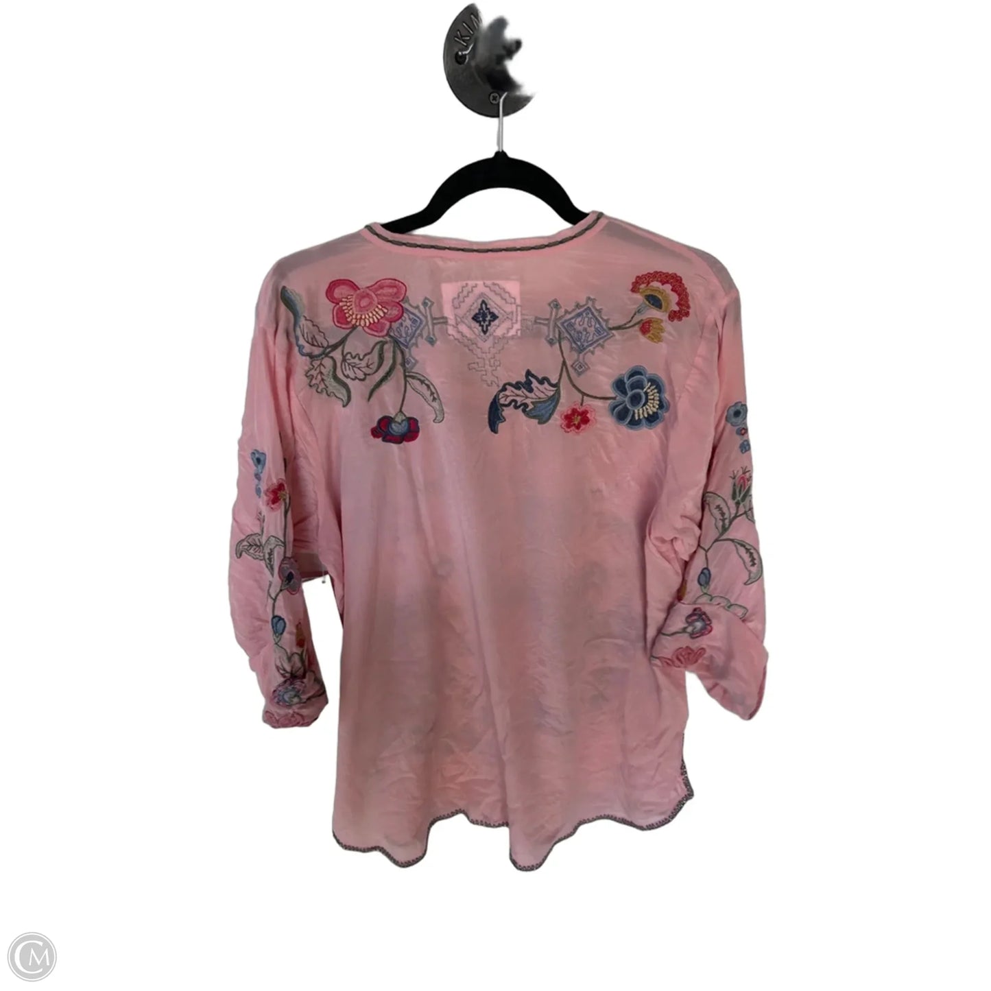 Top 3/4 Sleeve Designer By Johnny Was In Pink, Size: Xl