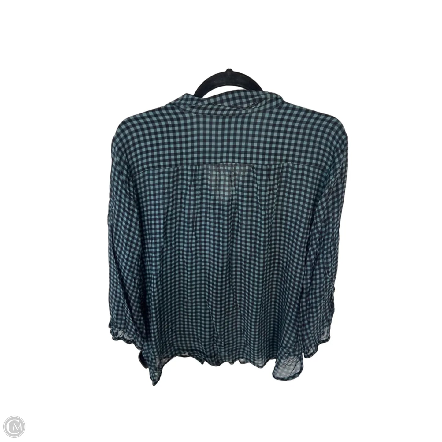 Top Long Sleeve Designer By Johnny Was In Black & Blue, Size: Xl