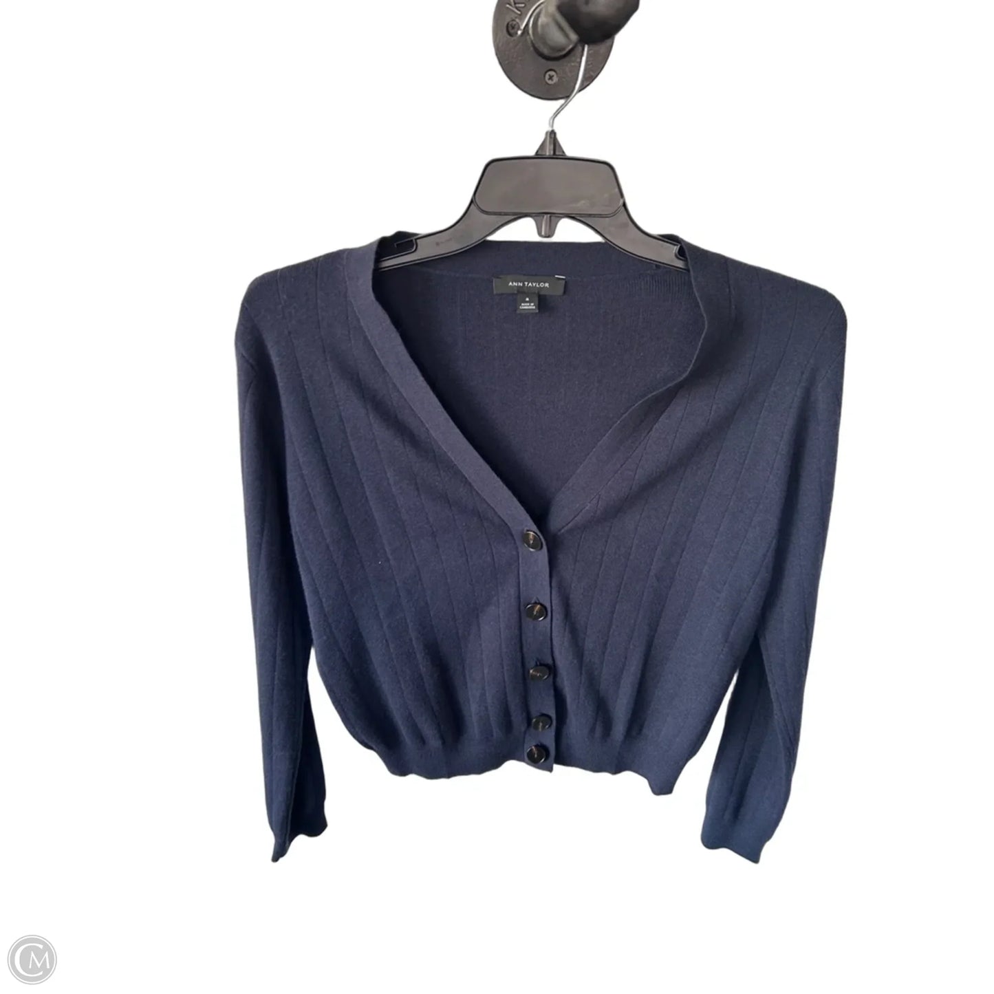 Sweater Cardigan By Ann Taylor In Blue, Size: M