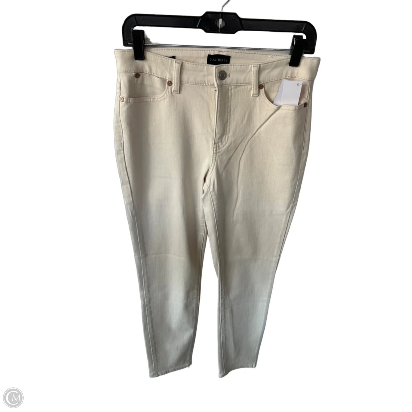 Jeans Straight By Talbots In Cream Denim, Size: 4
