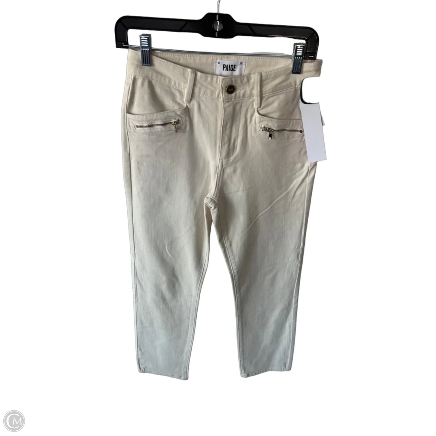 Jeans Straight By Paige In Cream Denim, Size: 2