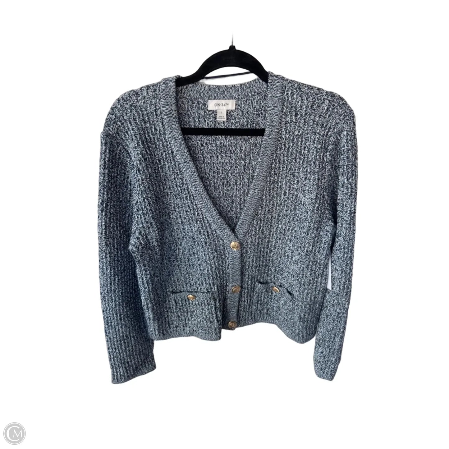 Sweater Cardigan By On 34th In Blue & White, Size: L