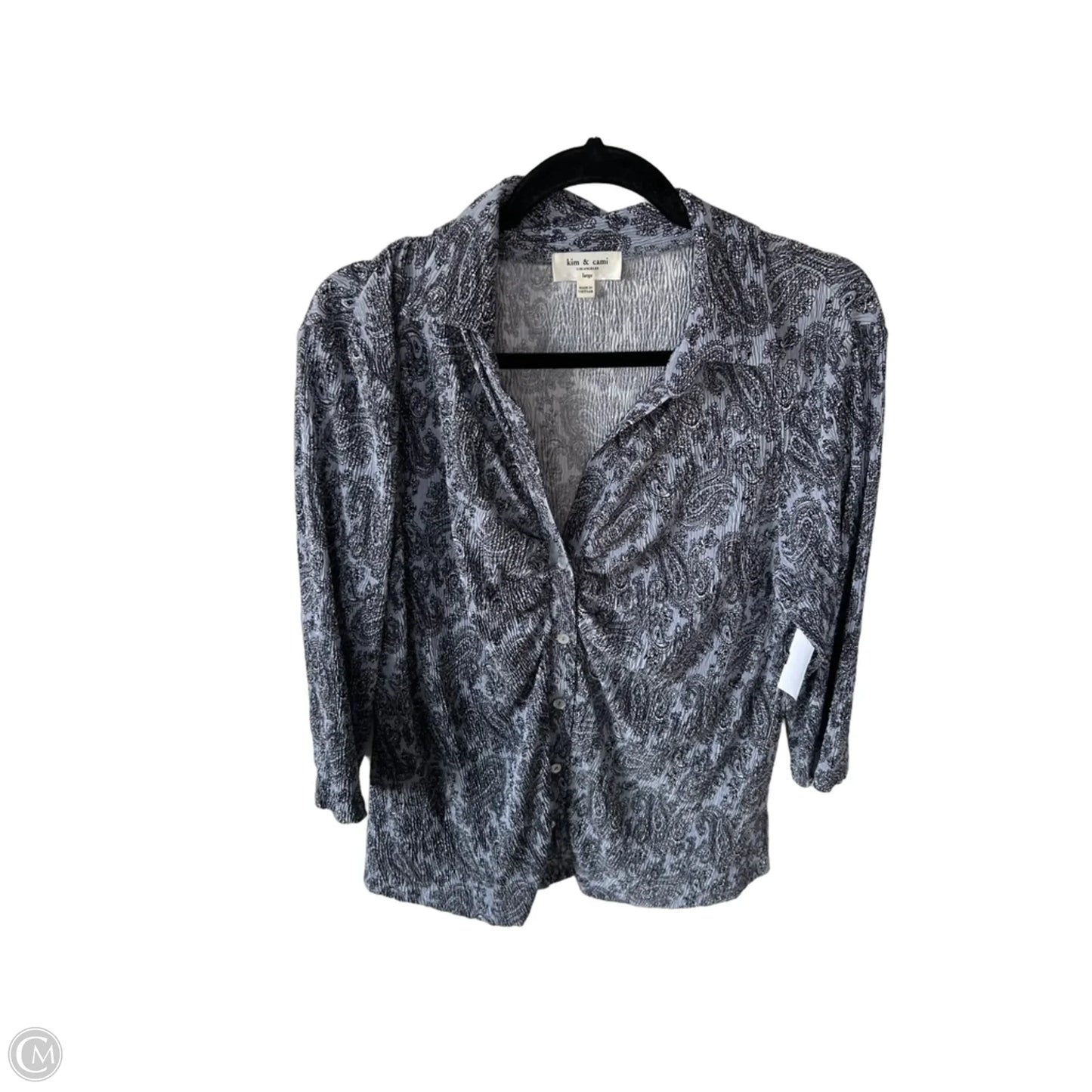 Top 3/4 Sleeve By Kim & Cami In Blue, Size: L