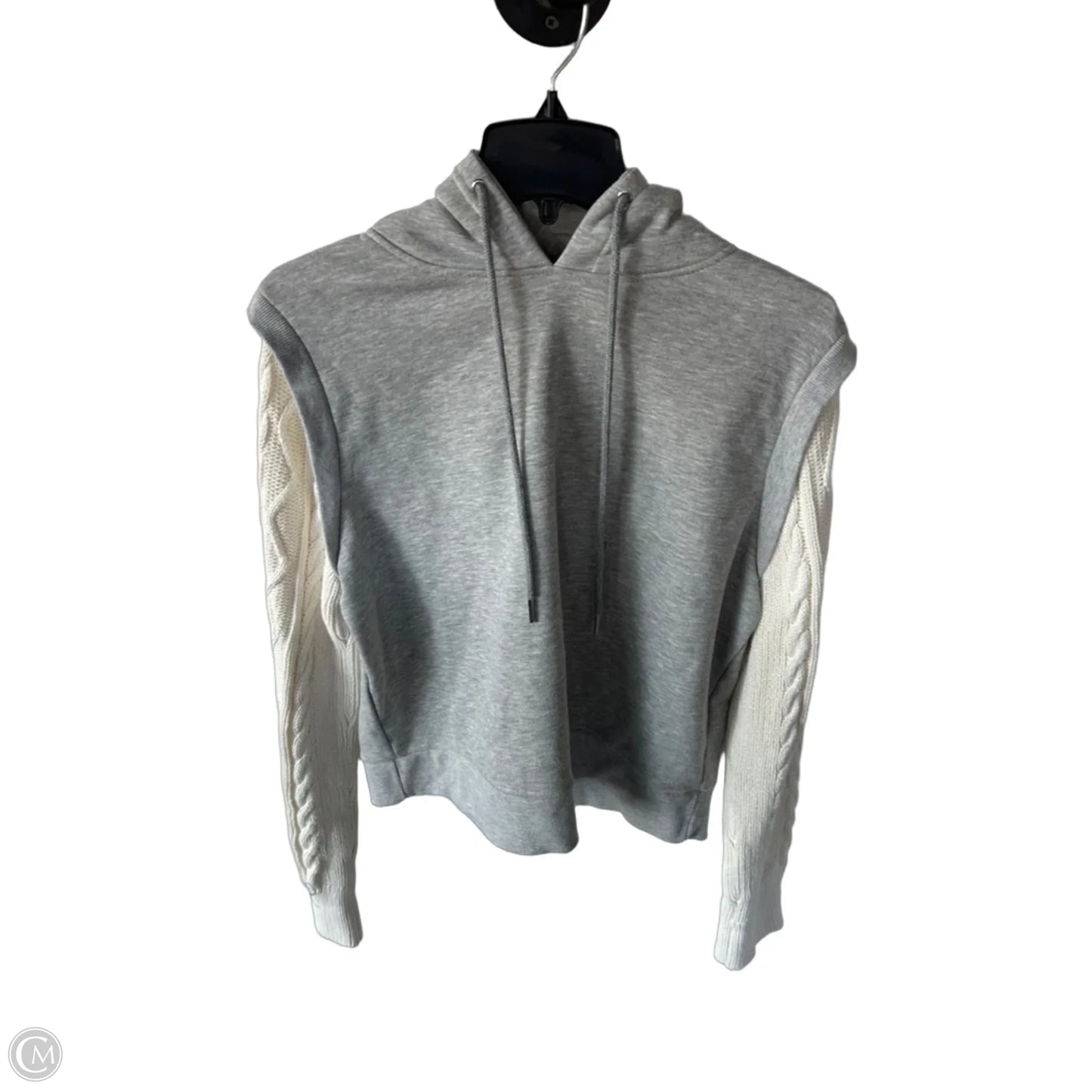 Sweatshirt Hoodie By Evereve In Cream & Grey, Size: Xl