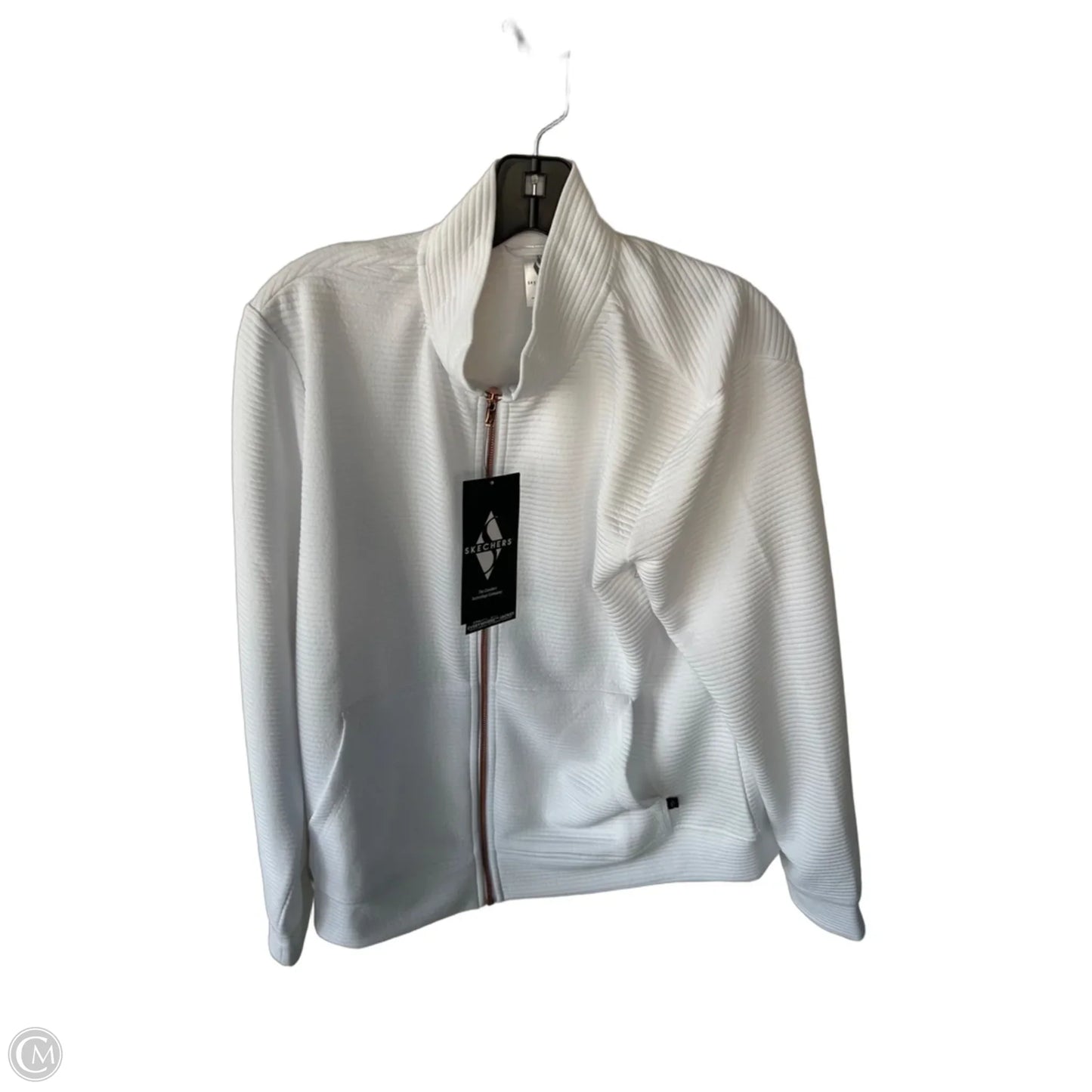 Athletic Jacket By Skechers In White, Size: L