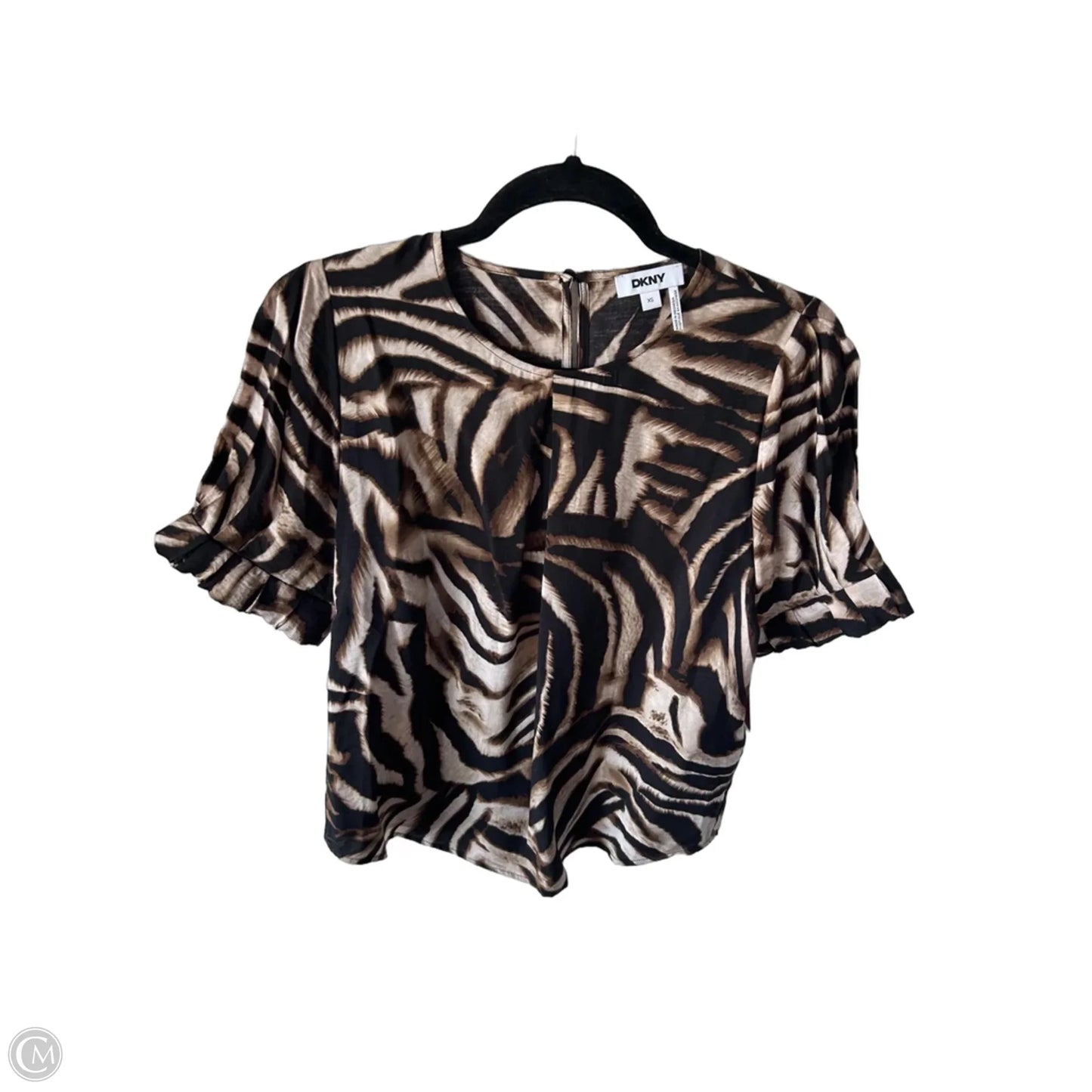 Top Short Sleeve By Dkny In Black & Brown, Size: Xs