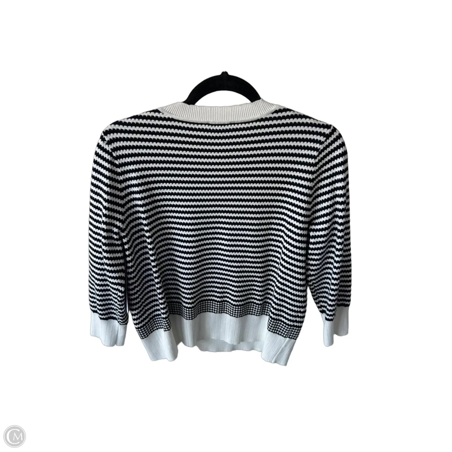 Sweater By Adrianna Papell In Black & White, Size: M