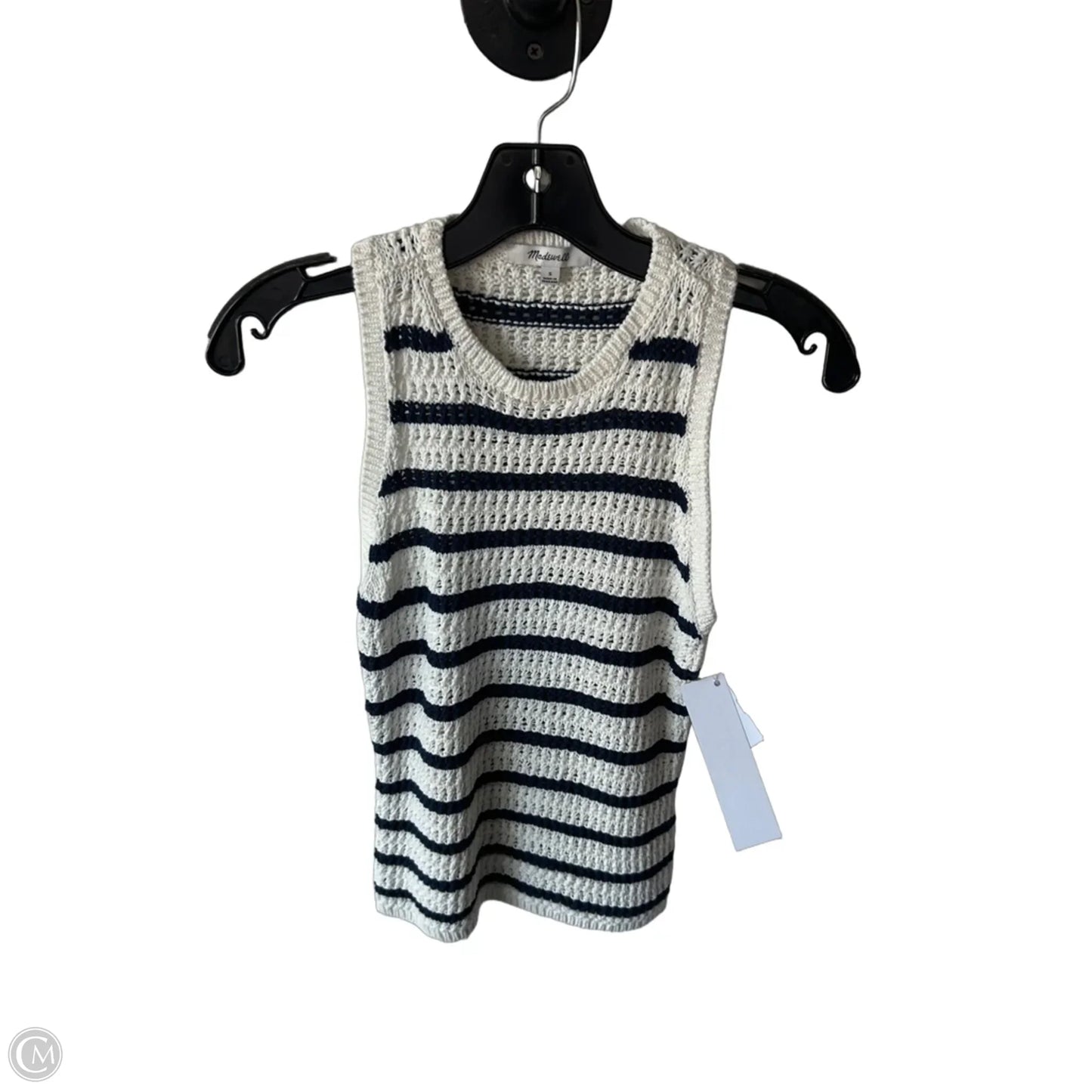 Vest Sweater By Madewell In Blue & Cream, Size: S