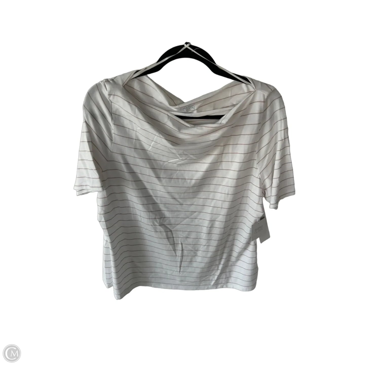 Top Short Sleeve By Sigrid Olsen In Tan & White, Size: Xl