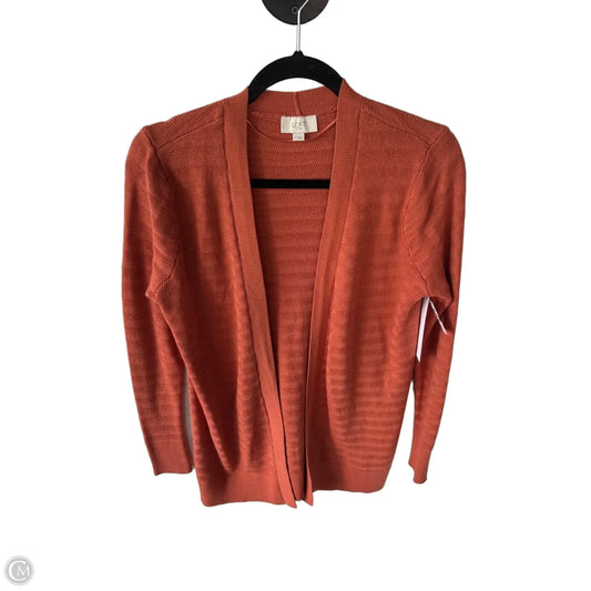 Sweater Cardigan By Loft In Orange, Size: S