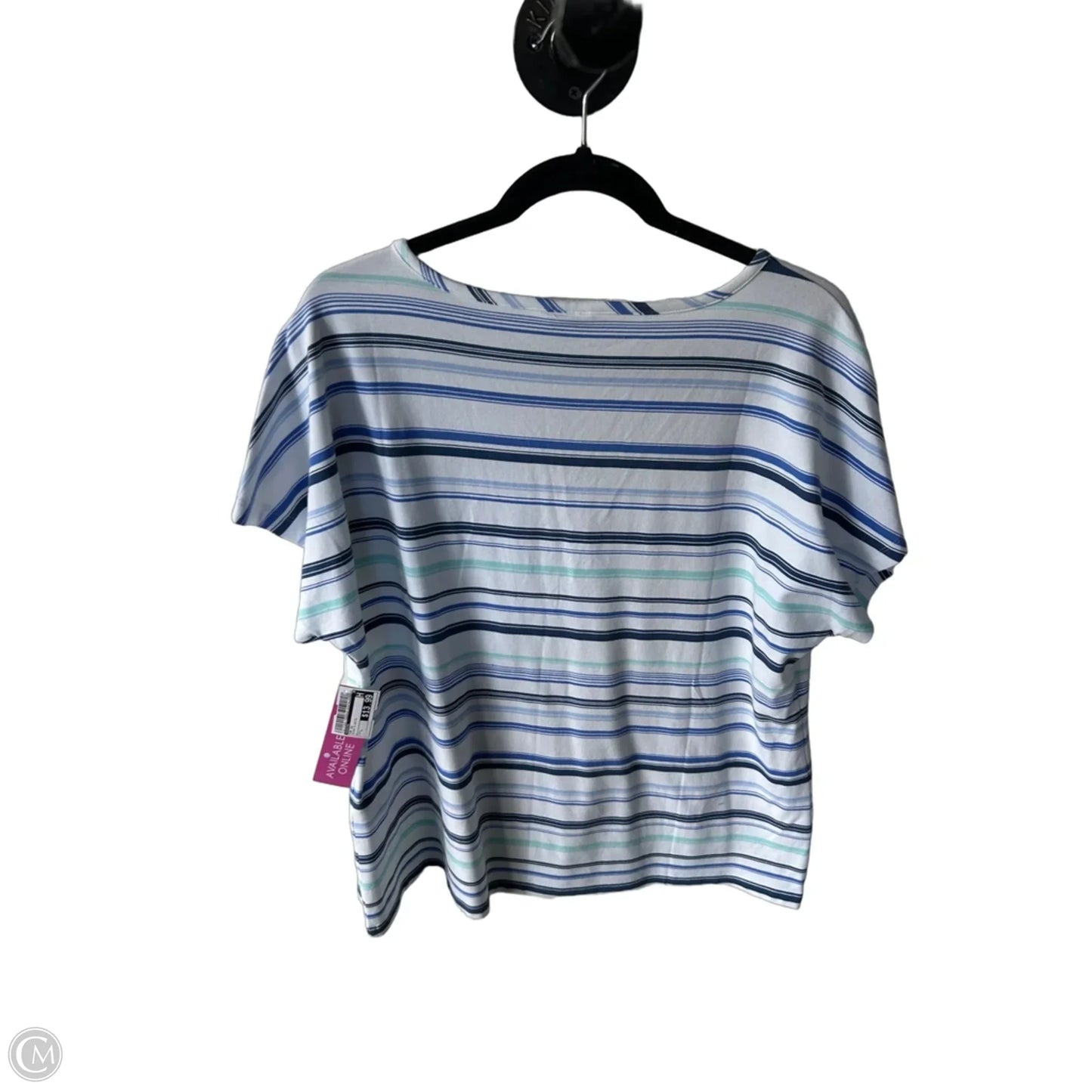 Top Short Sleeve By Chicos In Blue & White, Size: L