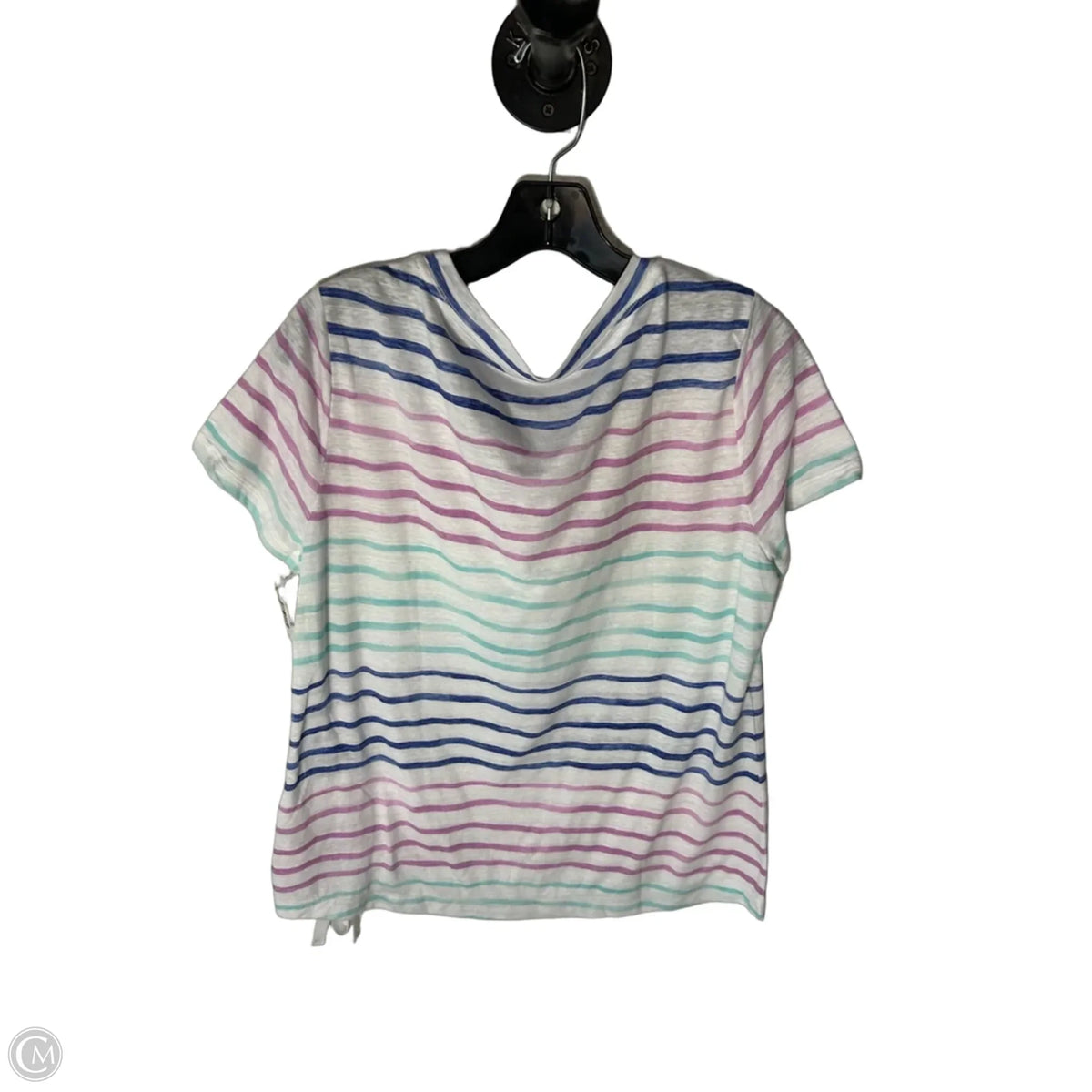Top Short Sleeve Basic By Talbots In Blue & White, Size: L