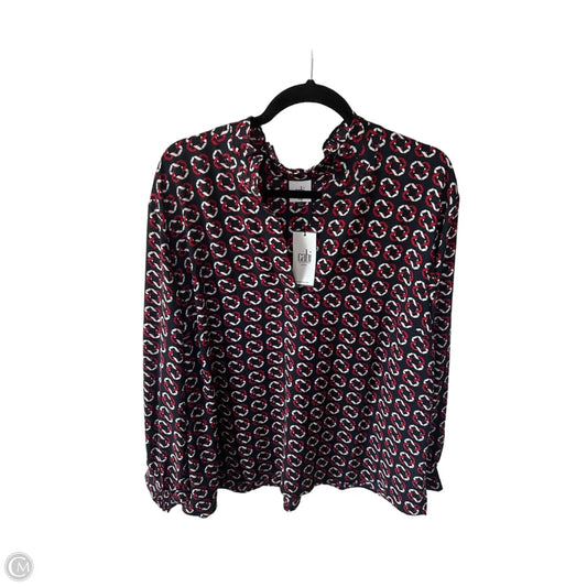 Top Long Sleeve By Cabi In Blue & Red & White, Size: Xxl
