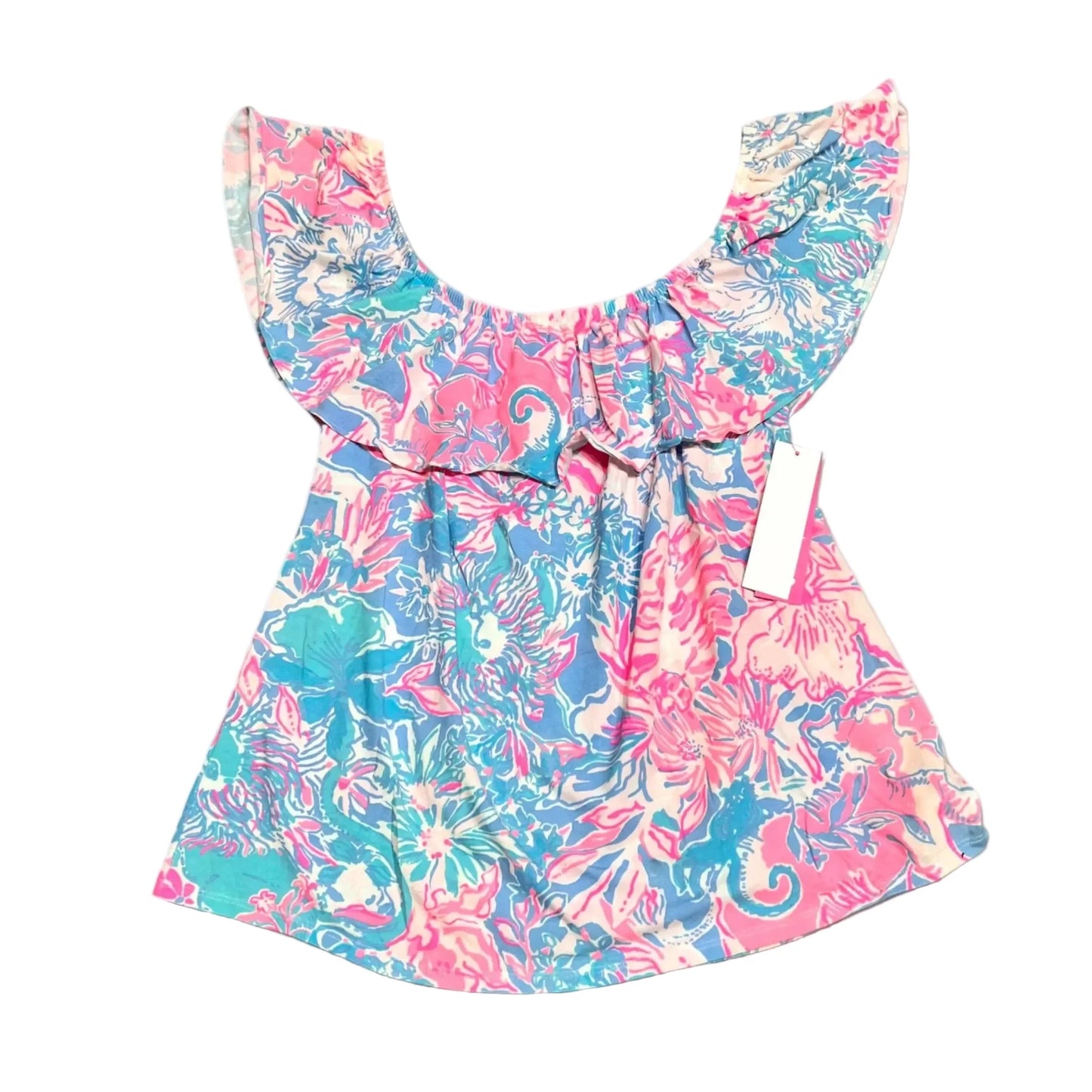 Top Sleeveless Designer By Lilly Pulitzer In Blue & Pink, Size: Xl