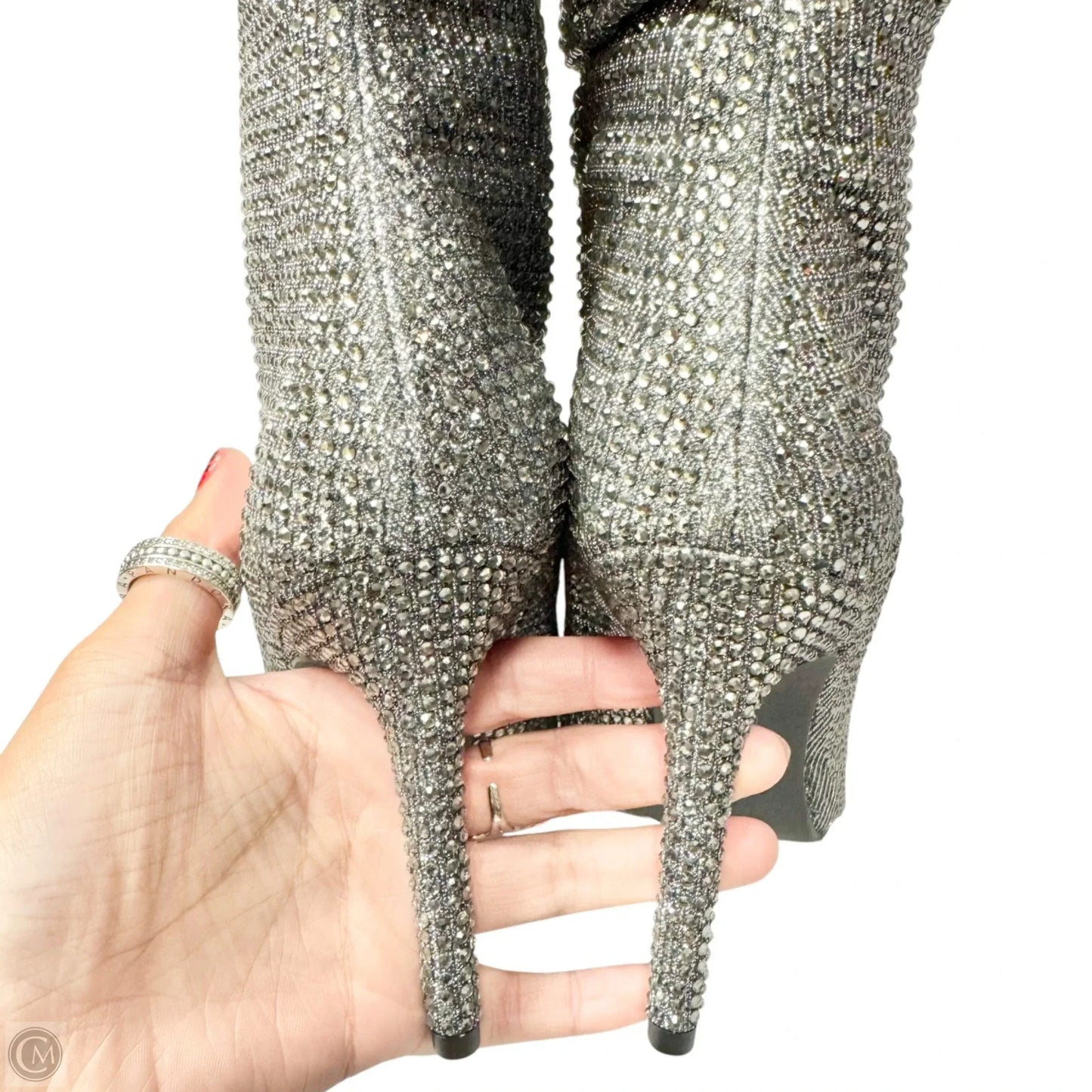 Boots Knee Heels By Jessica Simpson In Silver, Size: 8.5