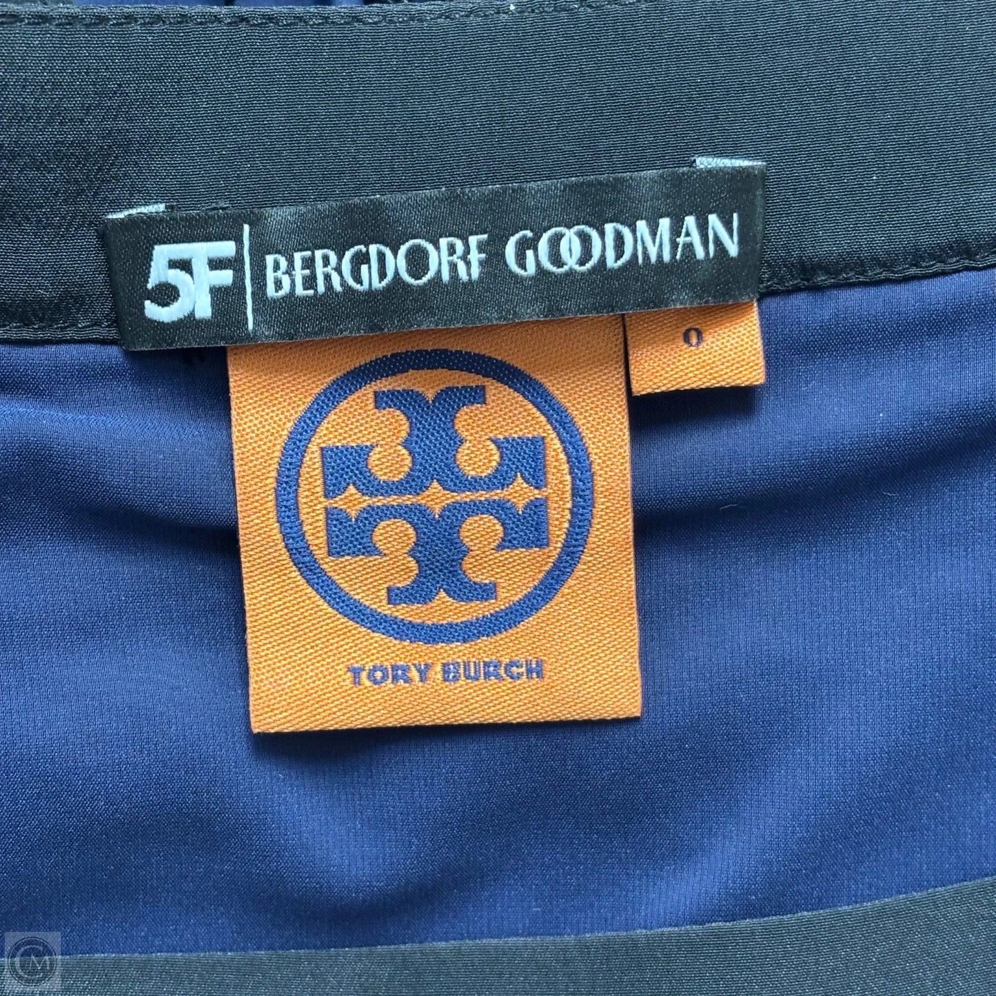 Dress Designer By Tory Burch In Black & Blue, Size: Xs
